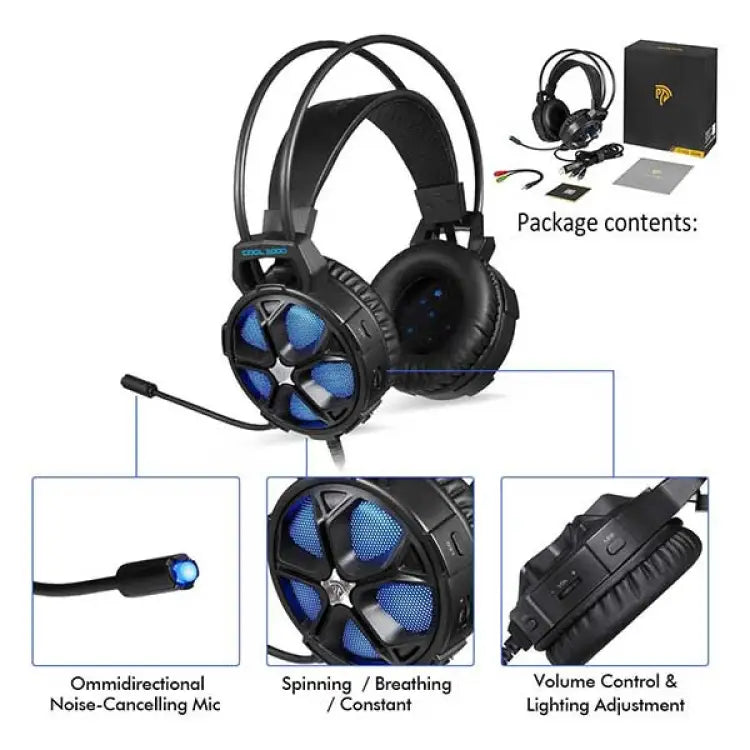 Gaming Headset, 3,5mm Over-ear gaming Gamer Kopfhörer mit Mikrofon LED Blau neu