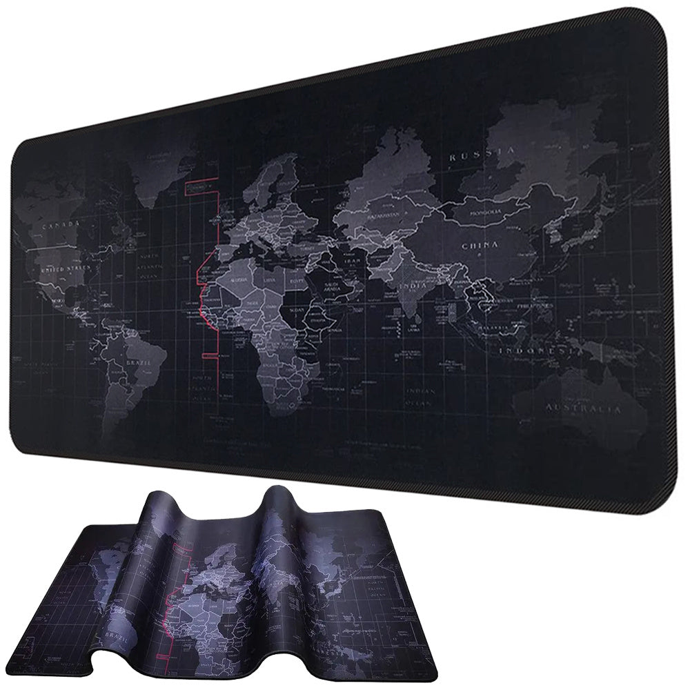 Gaming Mauspad XXL 800 × 300 mm – Rutschfestes Wasserdichtes Mousepad mit Weltkarte