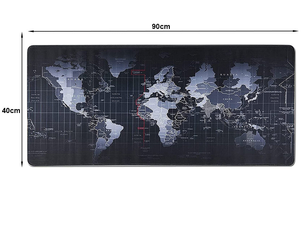 Gaming Mauspad XXL 90x40 cm Weltkarte – Große Schreibtisch Unterlage rutschfest
