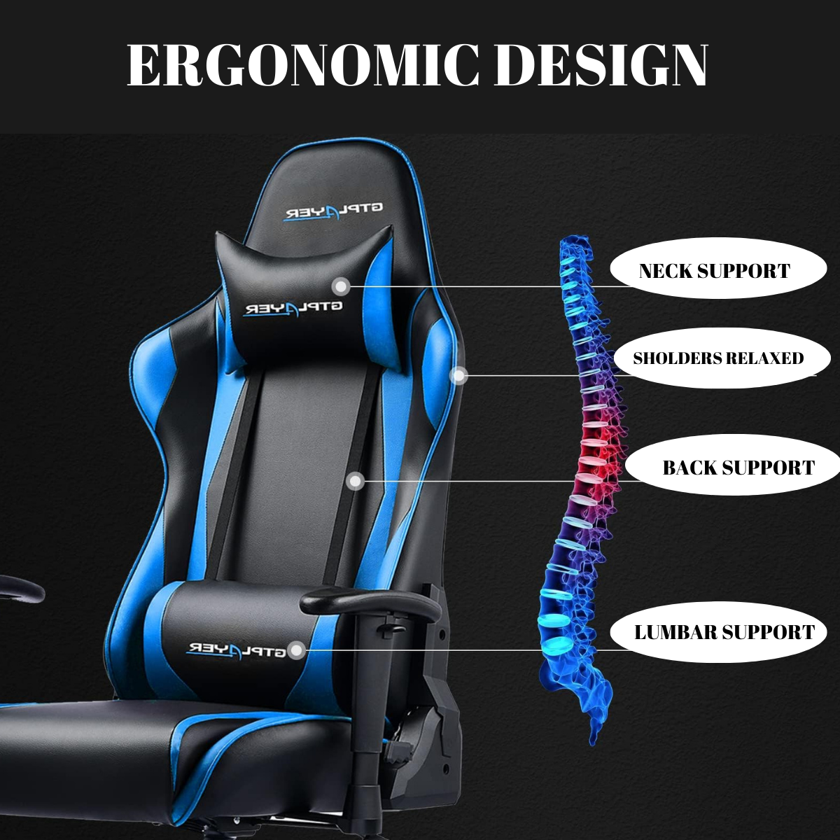 Gaming Chair Gamer Chair Racing Chair Adjustable Armrest Ergonomic Chair 