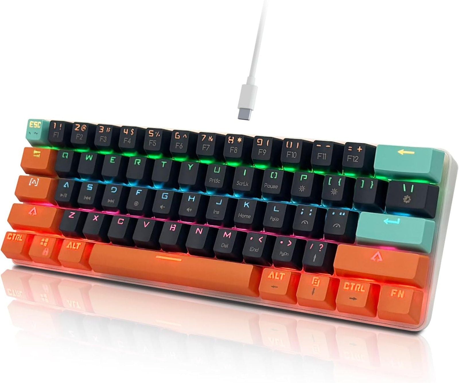 Mechanische Tastatur Gaming 60% LED RGB UK Layout Foam-Handgelenkstütze Typ C 🎮