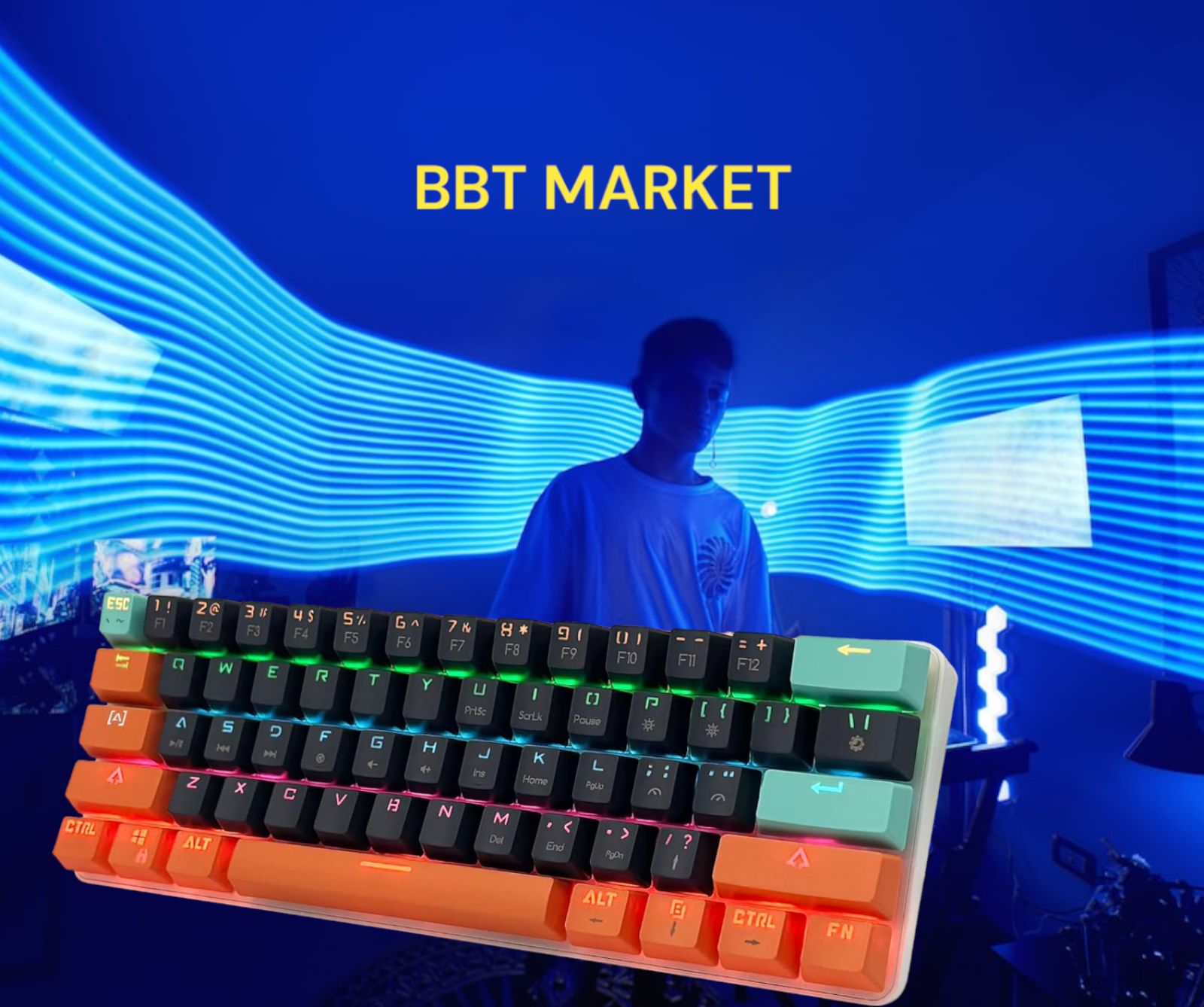 Mechanische Tastatur Gaming 60% LED RGB UK Layout Foam-Handgelenkstütze Typ C 🎮