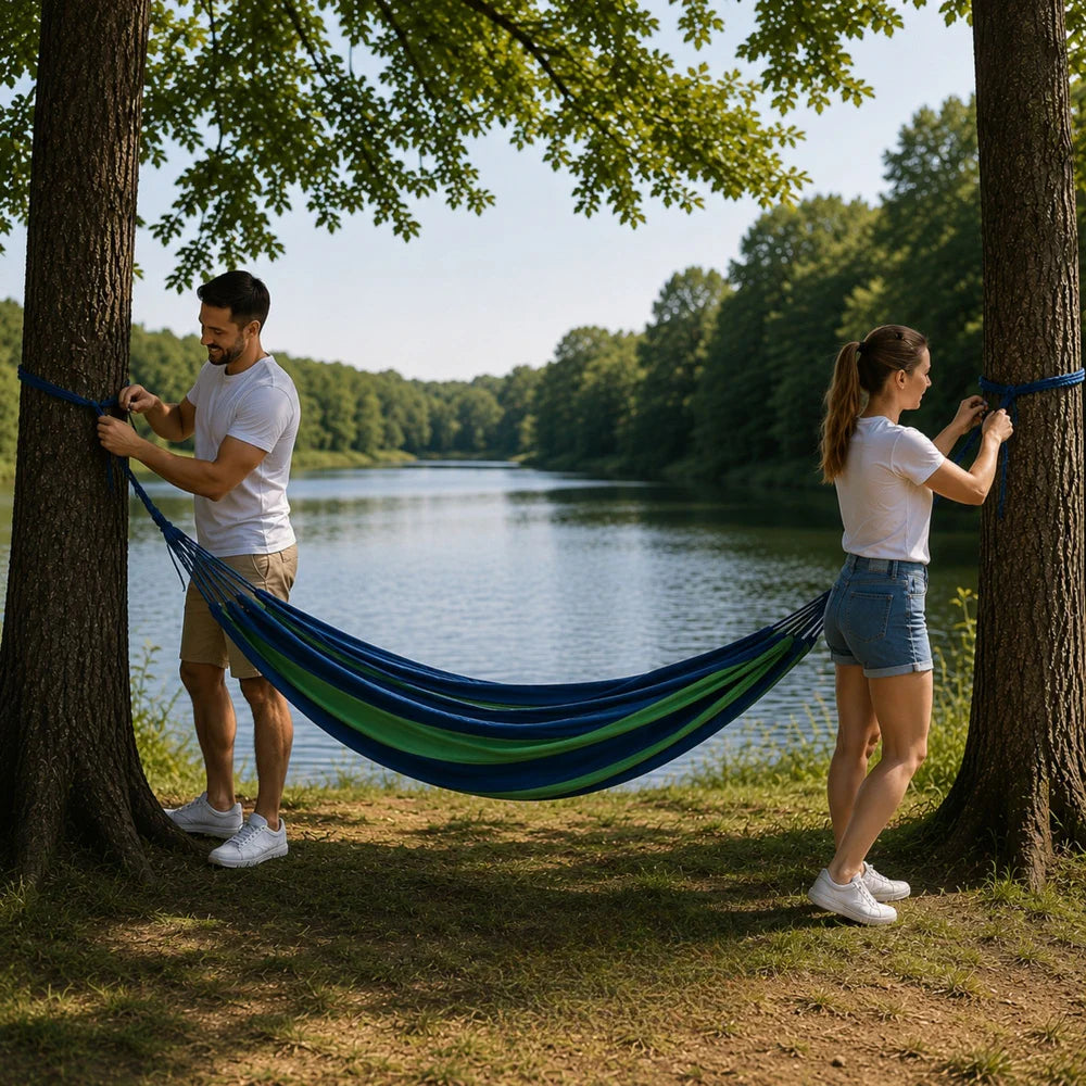 Garten Hängematte 200 × 80 cm bis 200 kg – Camping Hängematte mit Tragetasche & Befestigungsseilen