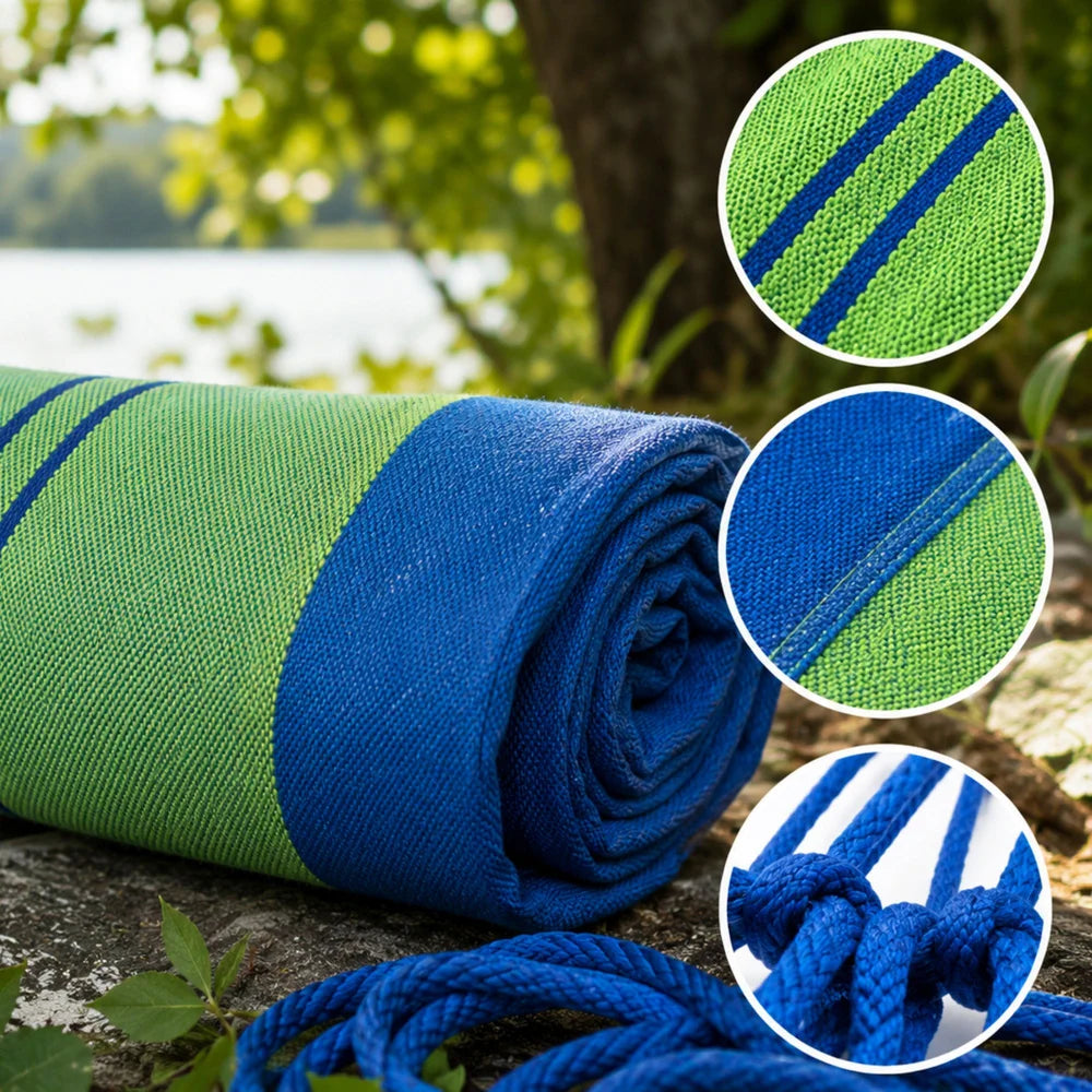 Garten Hängematte 200 × 80 cm bis 200 kg – Camping Hängematte mit Tragetasche & Befestigungsseilen