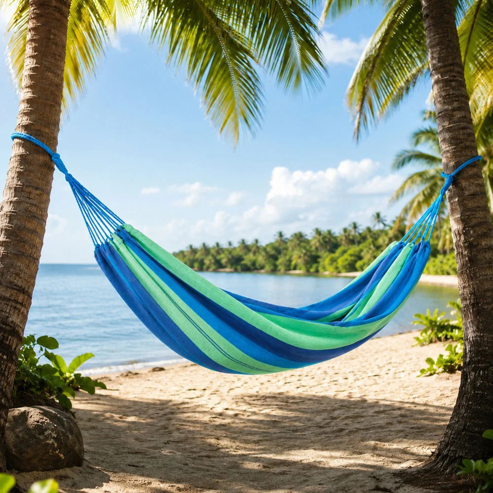 Garten Hängematte 200 × 80 cm bis 200 kg – Camping Hängematte mit Tragetasche & Befestigungsseilen