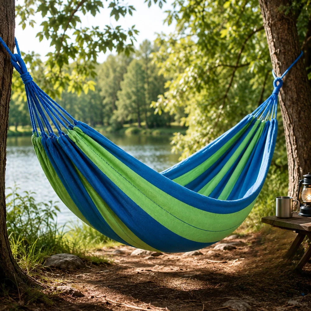 Garten Hängematte 200 × 80 cm bis 200 kg – Camping Hängematte mit Tragetasche & Befestigungsseilen