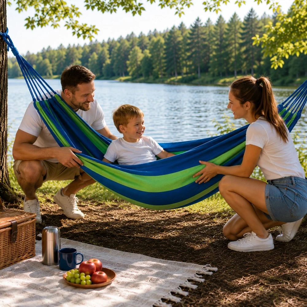 Garten Hängematte 200 × 80 cm bis 200 kg – Camping Hängematte mit Tragetasche & Befestigungsseilen