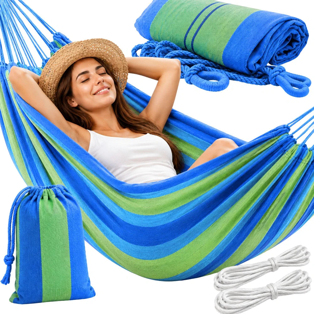 Garten Hängematte 200 × 80 cm bis 200 kg – Camping Hängematte mit Tragetasche & Befestigungsseilen