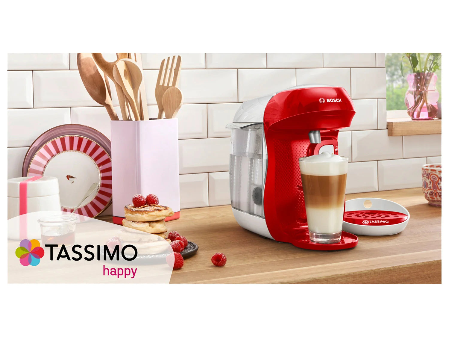 Bosch Tassimo Happy Style Kapselmaschine vollautomatisch Rot/Anthrazit 1400 W