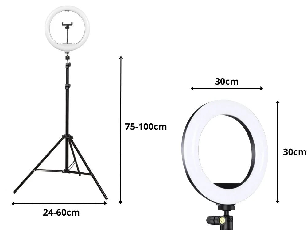 RGB LED Ringlicht 30 cm mit Handyhalterung & Stativ – USB Selfie Licht für Video, Foto, Streaming und Make-up