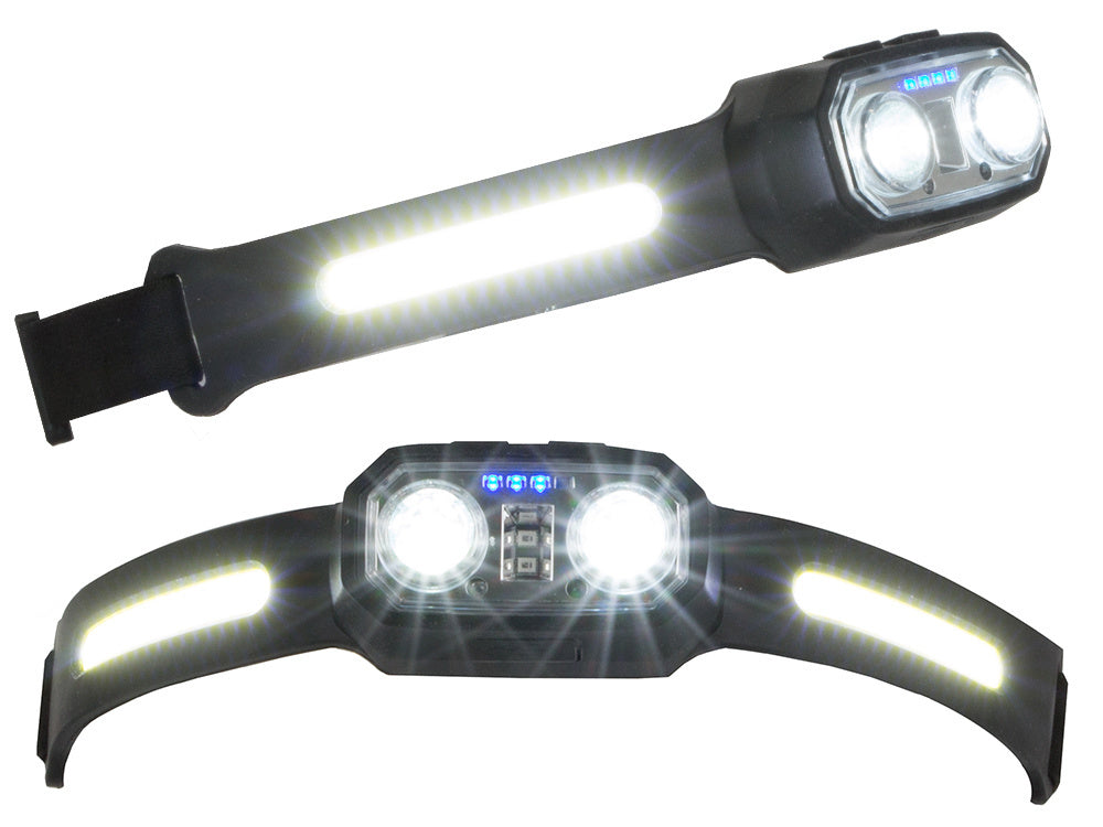 LED Stirnlampe 260° mit Sensorfunktion und USB-C – Wiederaufladbare COB Kopflampe IPX6 für Camping, Arbeit und Outdoor