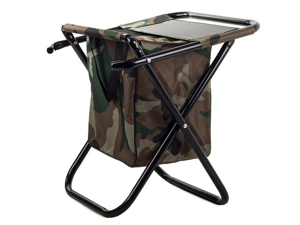 Camping Klappstuhl mit Rückenlehne & Tasche – Faltbarer Angelstuhl im Tarnmuster für Camping, Angeln und Outdoor