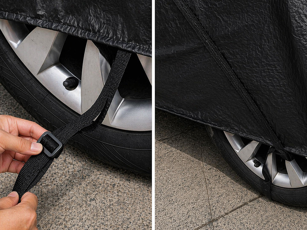 Autoabdeckung XXL wasserdicht – Ganzgarage mit Spiegeltaschen für Sommer & Winter, UV-, Regen- und Schneeschutz