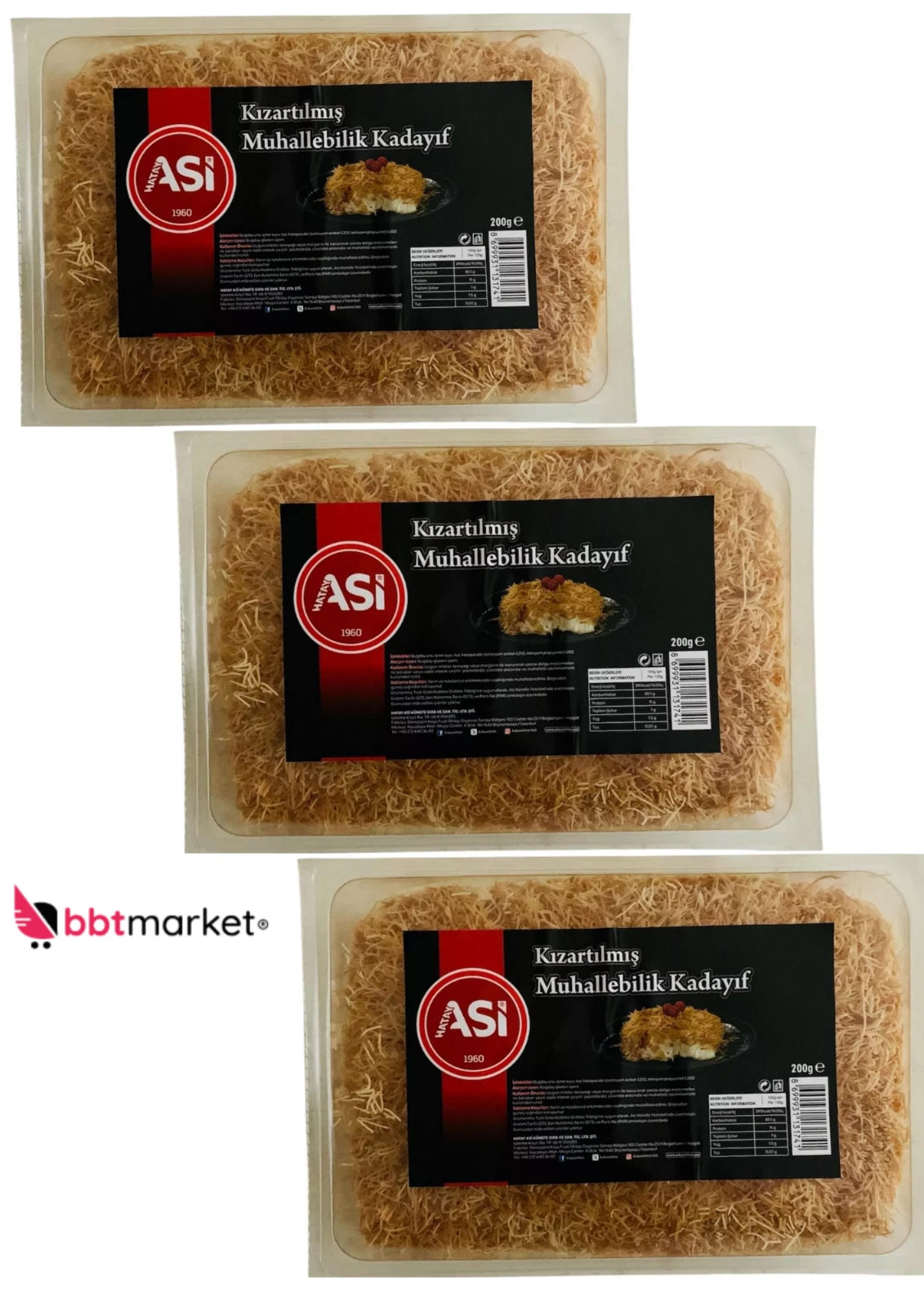 Geröstete Kadayif-Teigfäden für Dubai Style Schokolade-Engelshaar- 3 x 200g