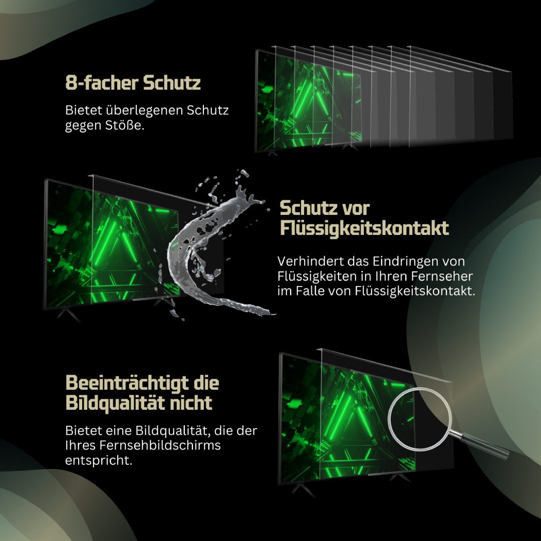 GlassZilla 32-85 Zoll Fernseher Schutz/TV Bildschirmschutz/Displayschutz/Schutzf