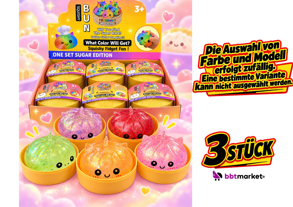 Glitzer Dumpling Squishy Bao Bun Quetschspielzeug Stressball Fidget Toy