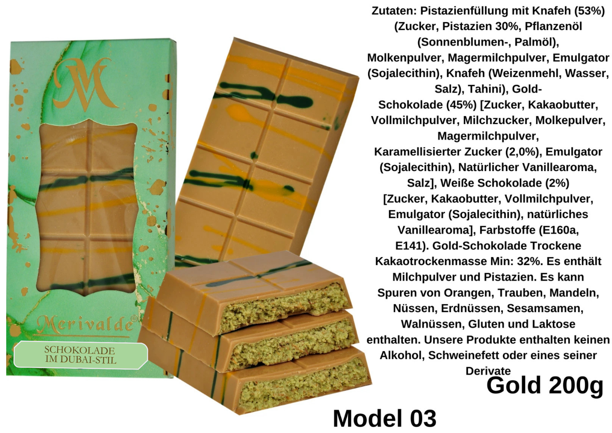 Pistazien-Schokolade mit Kadayif | Süße Spezialität | 30–200g | Halal🤳👌♥✨💖