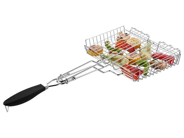 Grillkorb Edelstahl 20x27cm – Abnehmbarer Griff, Wendegrill, BBQ Zubehör