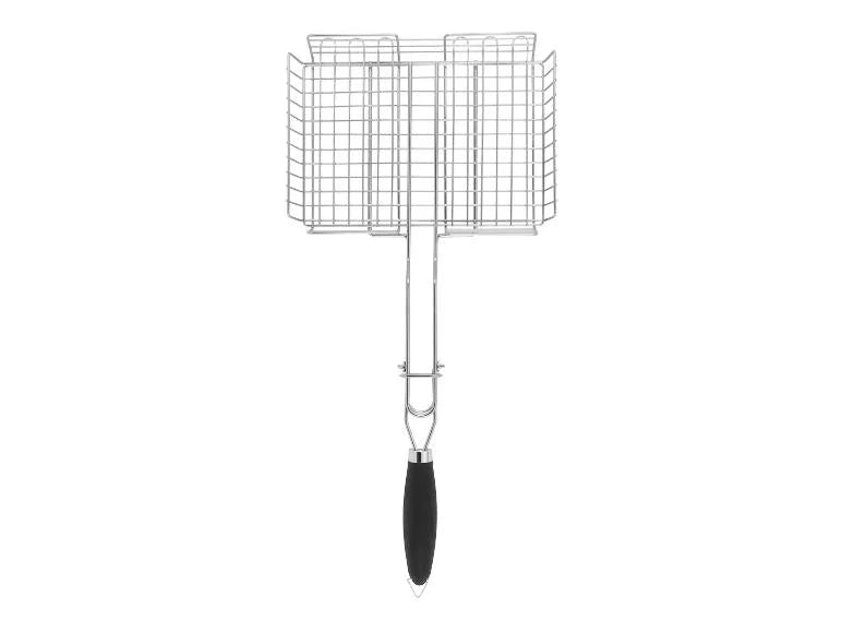 Grillkorb Edelstahl 20x27cm – Abnehmbarer Griff, Wendegrill, BBQ Zubehör