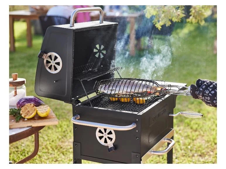 Grillkorb Edelstahl 20x27cm – Abnehmbarer Griff, Wendegrill, BBQ Zubehör