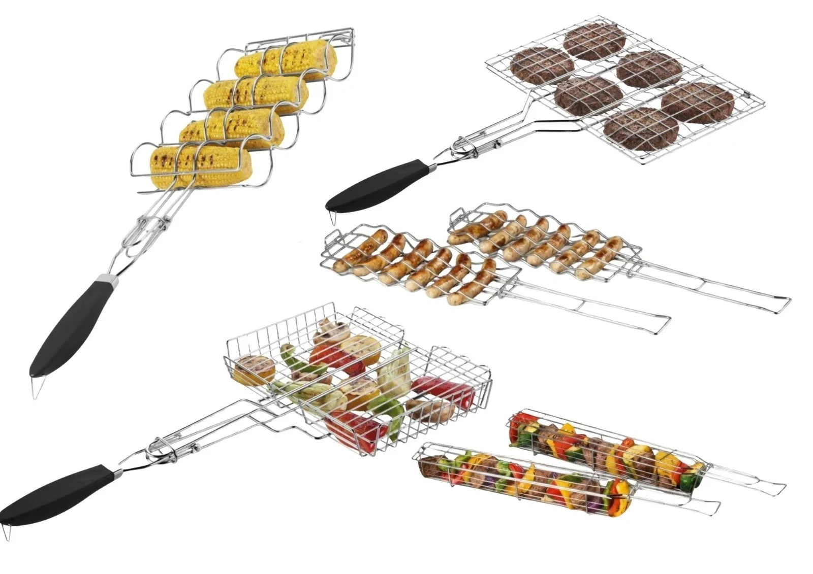 Grillkorb Edelstahl Grillguthalter Grillzubehör Gemüse Würstchen Burger BBQ