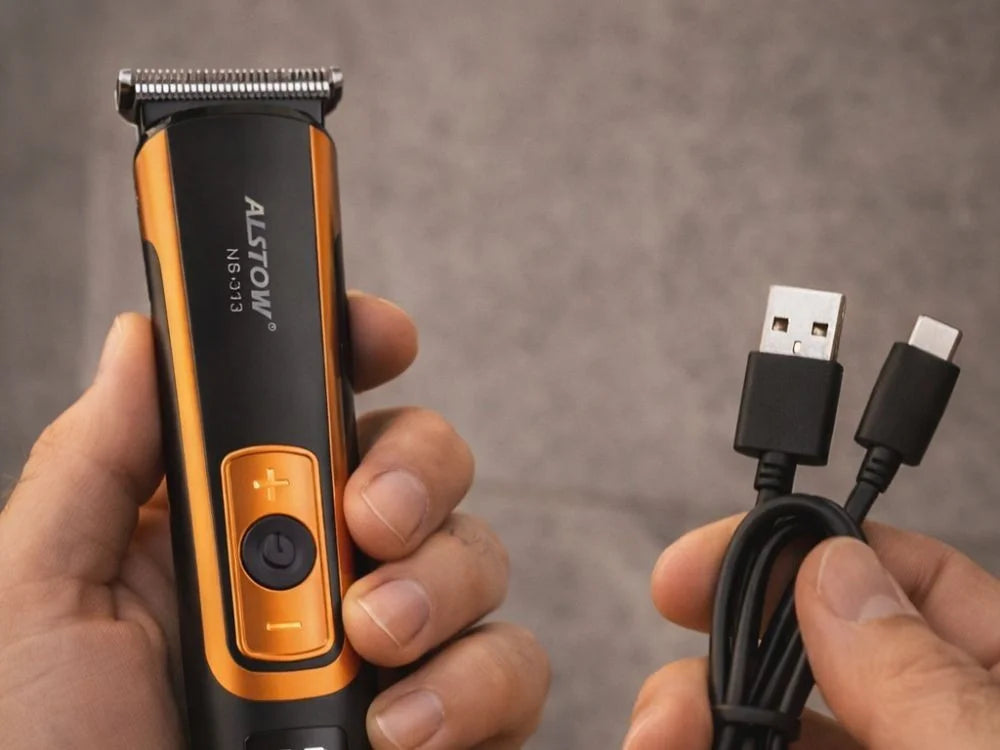 Haarschneidemaschine Barttrimmer Rasierer USB-C Akku 4 Aufsätze T-Blade