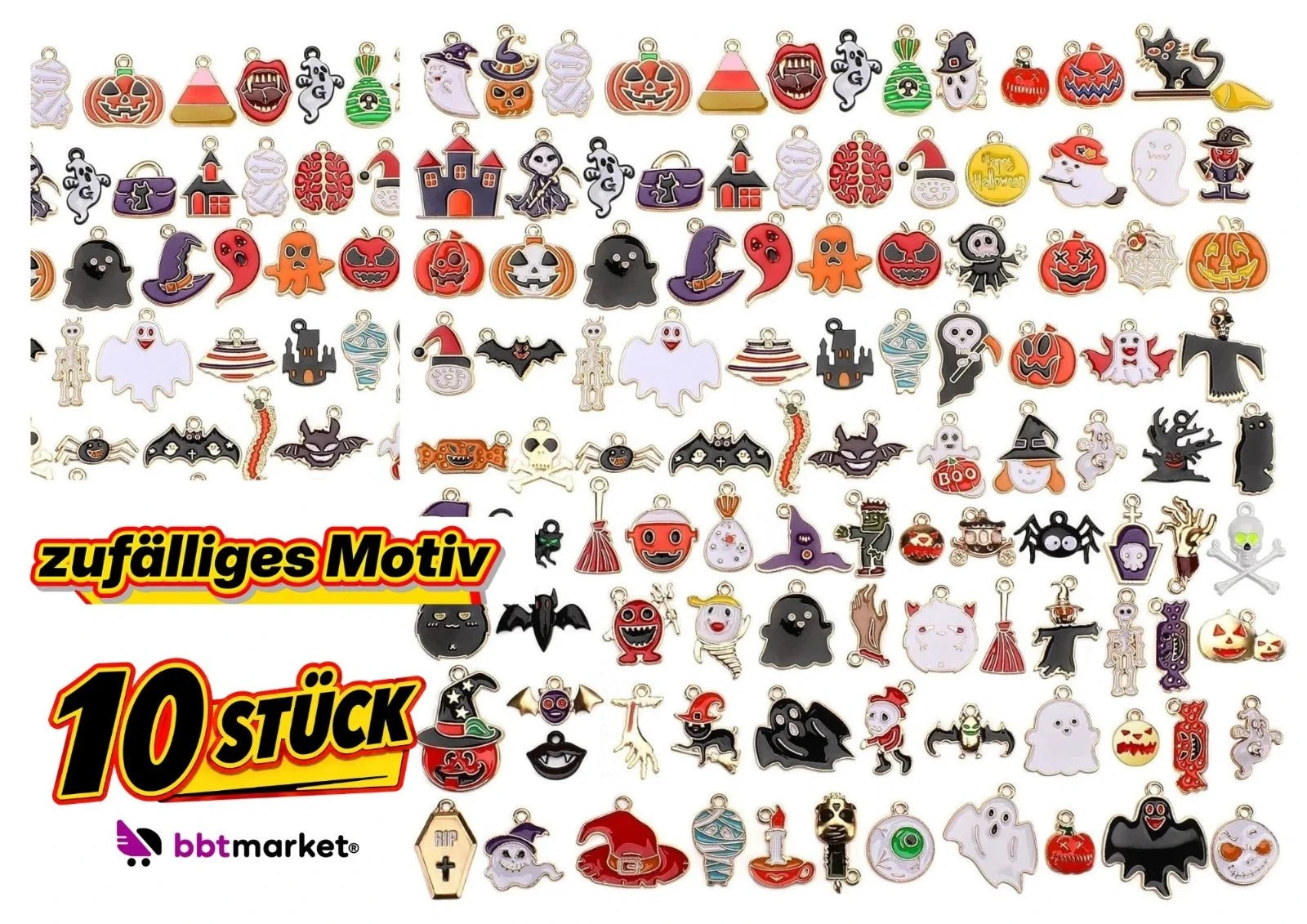 Halloween Charms Anhänger Gold Emaille Schmuckanhänger DIY Basteln Schmuck Deko
