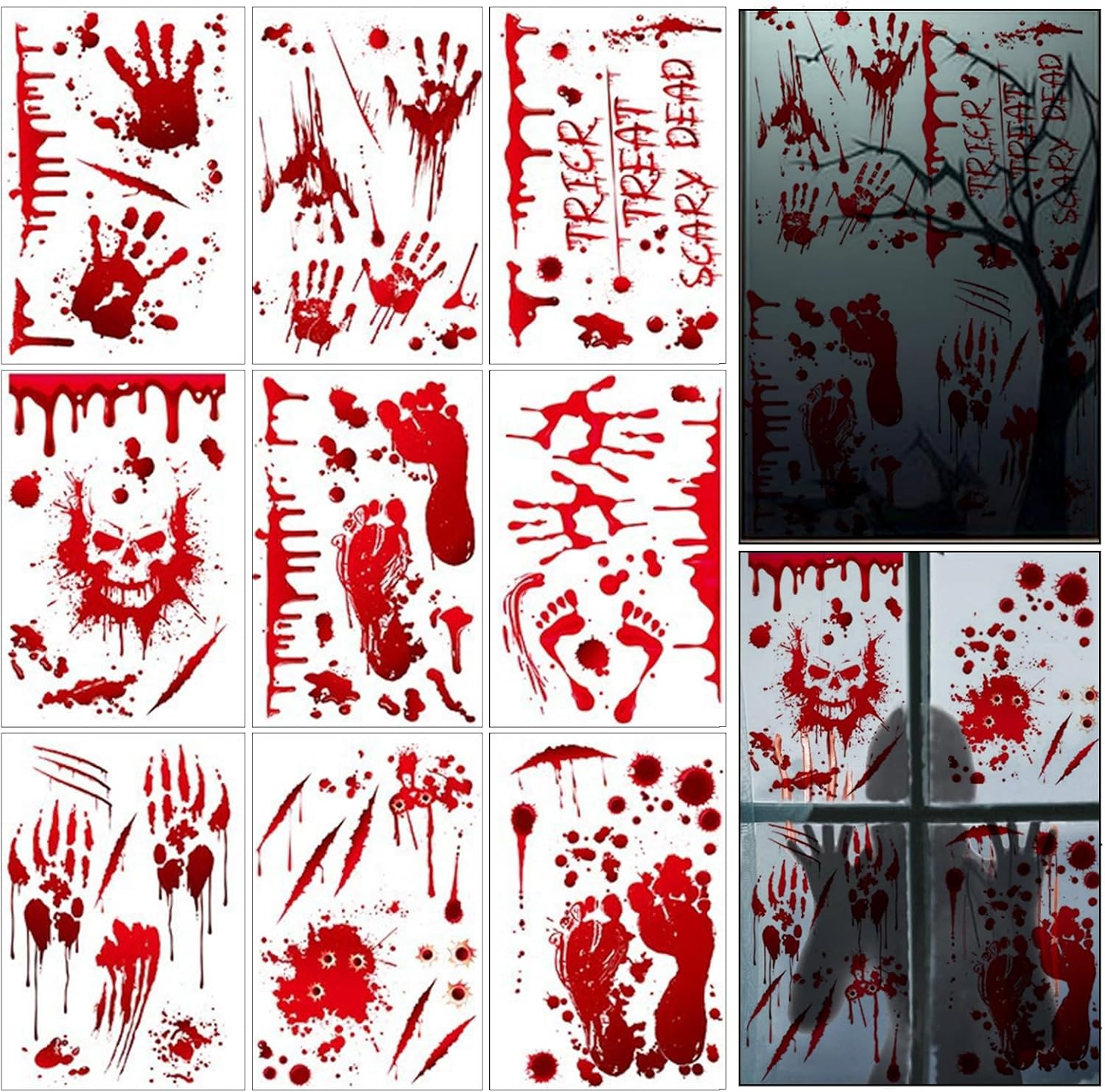 Halloween Fensterbilder 95 Stück Blut Aufkleber Deko Sticker Horror Party