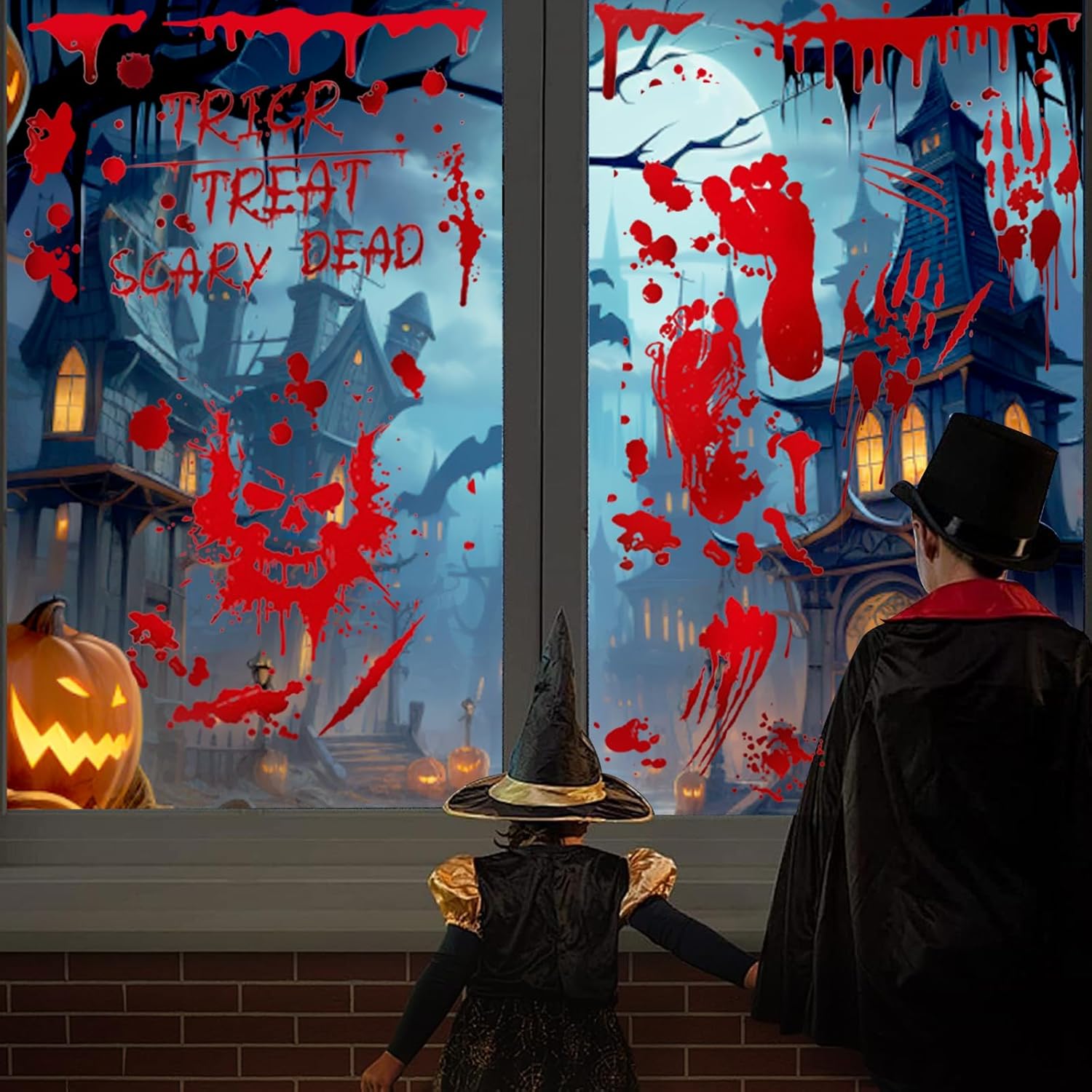 Halloween Fensterbilder 95 Stück Blut Aufkleber Deko Sticker Horror Party