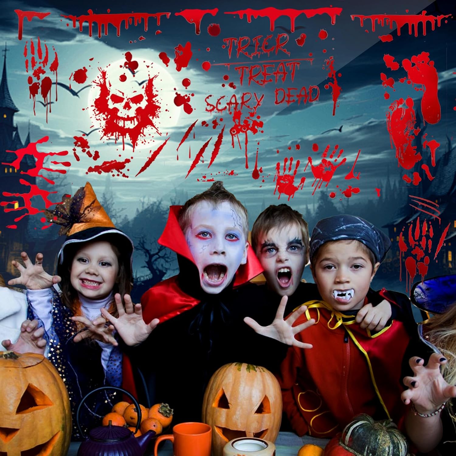 Halloween Fensterbilder 95 Stück Blut Aufkleber Deko Sticker Horror Party