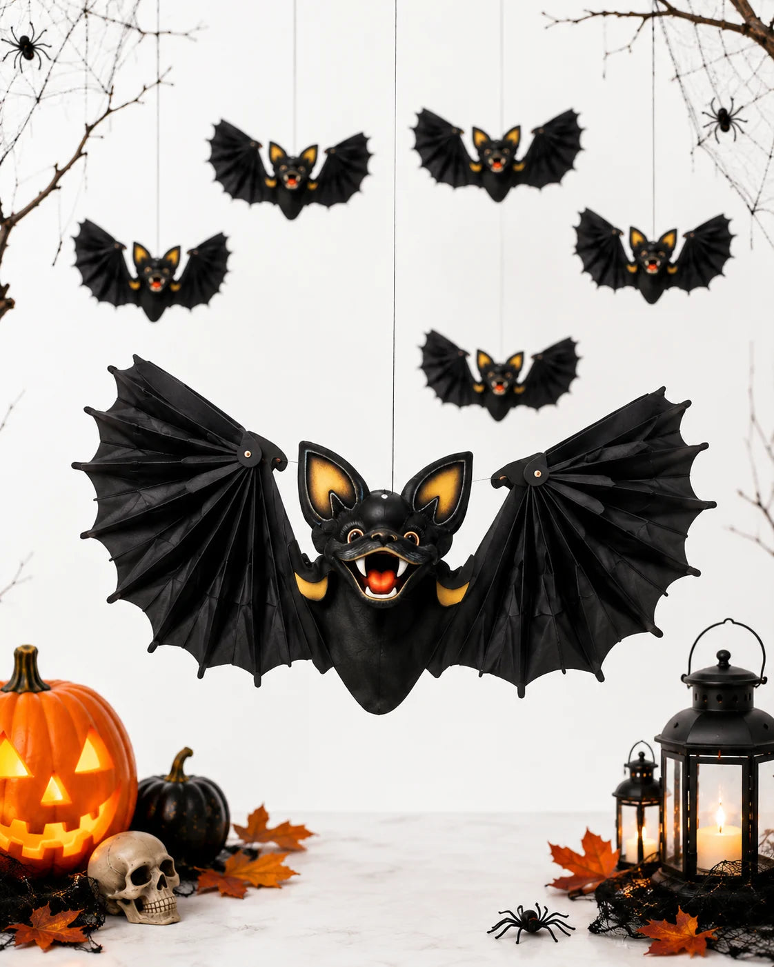 Halloween Fledermaus Deko 60cm Hängend Schwarz Gruseldeko Horror Party Groß