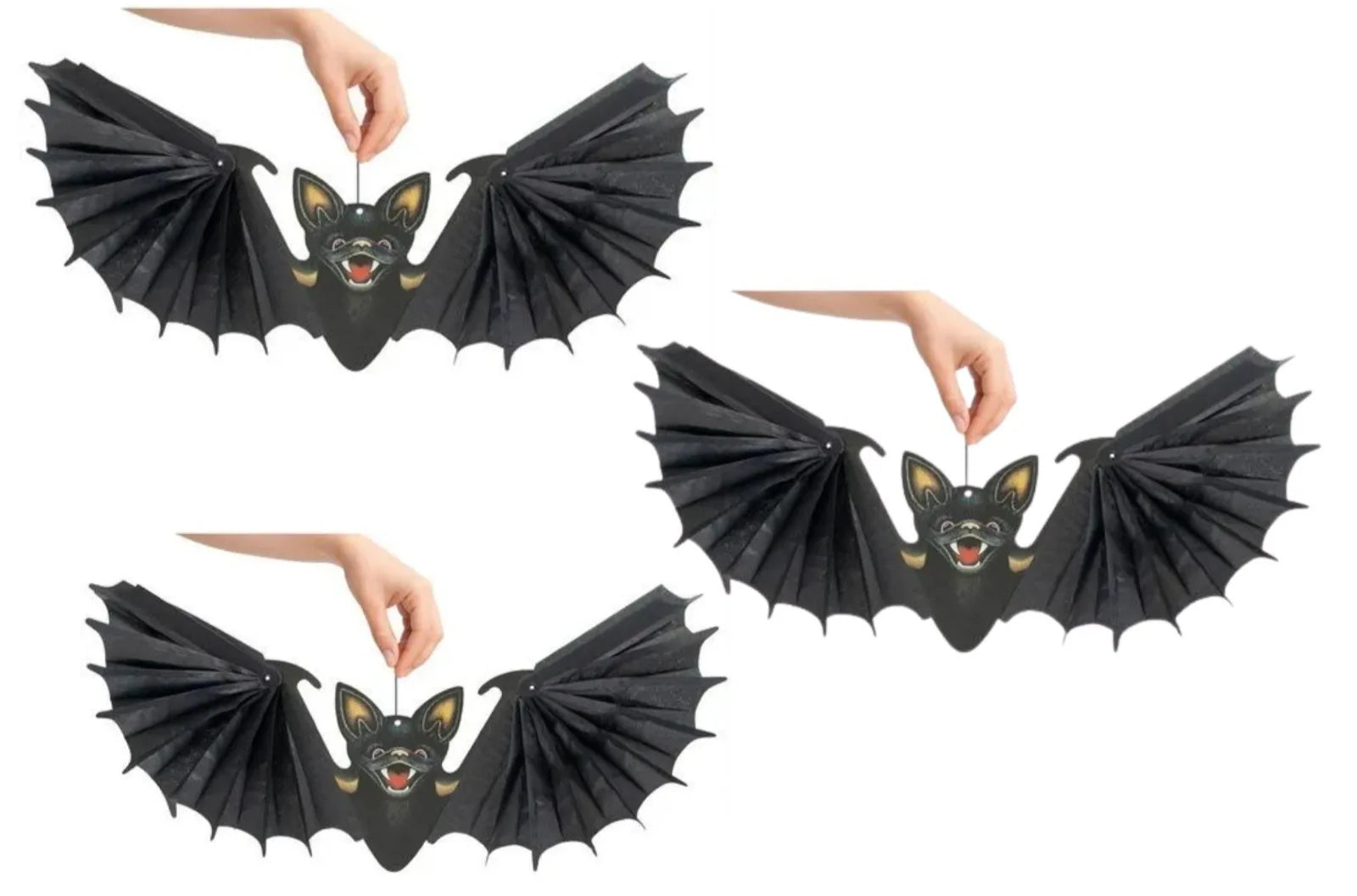 Halloween Fledermaus Deko 60cm Hängend Schwarz Gruseldeko Horror Party Groß
