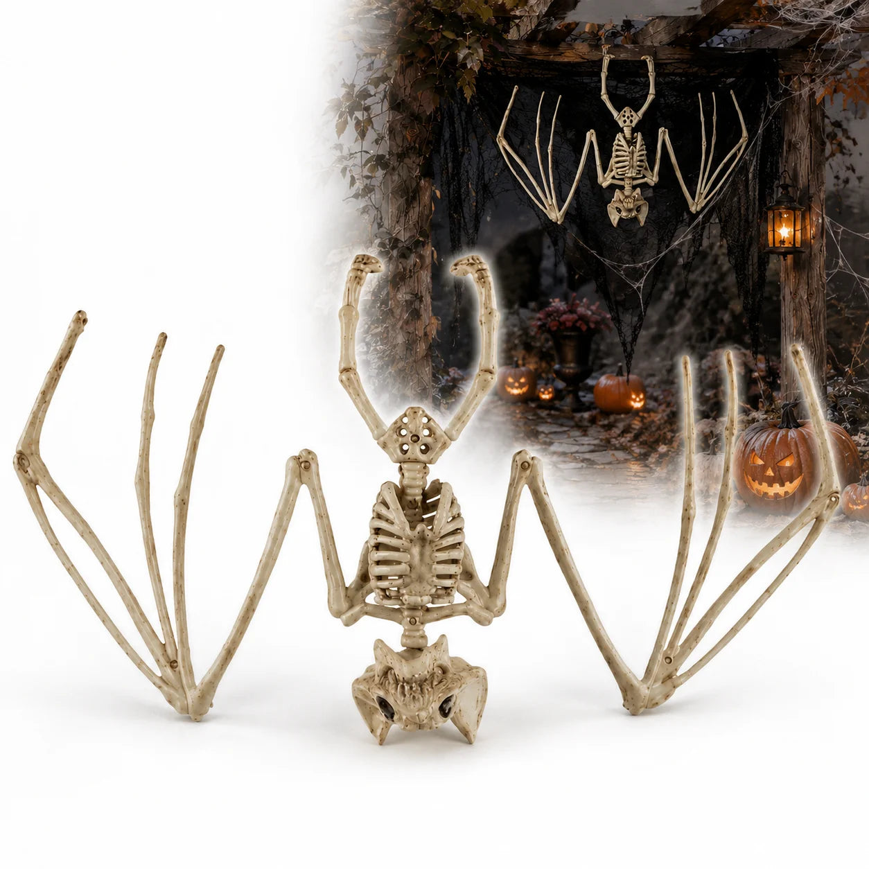 Halloween Fledermaus Skelett 30cm Hängend Beweglich Gruseldeko Horror Party Deko