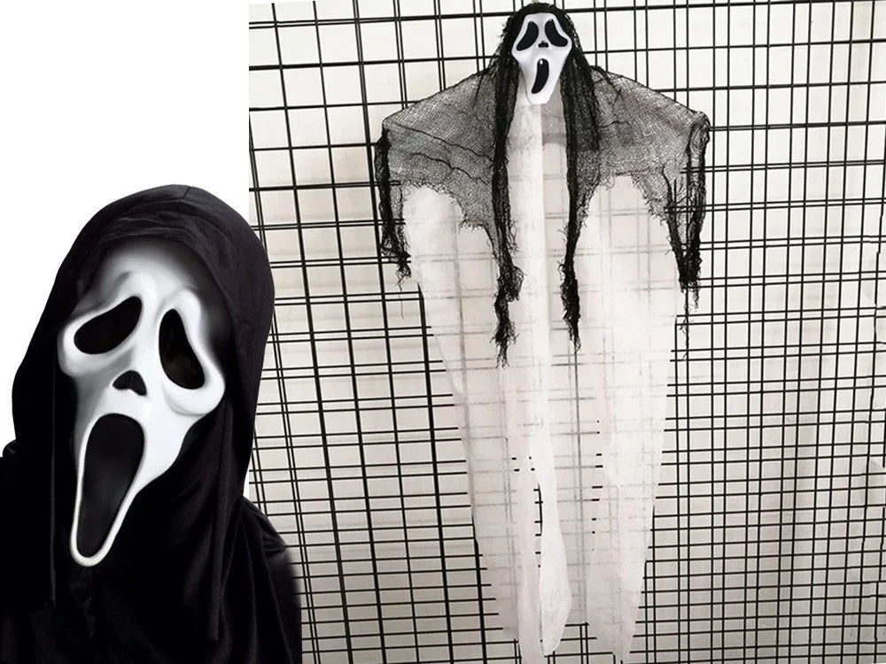 Halloween Geist Deko 90cm Hängend Gruselgespenst Horror Maske Party Dekoration