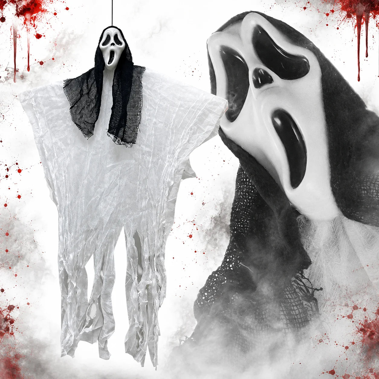 Halloween Geist Deko 90cm Hängend Gruselgespenst Horror Maske Party Dekoration