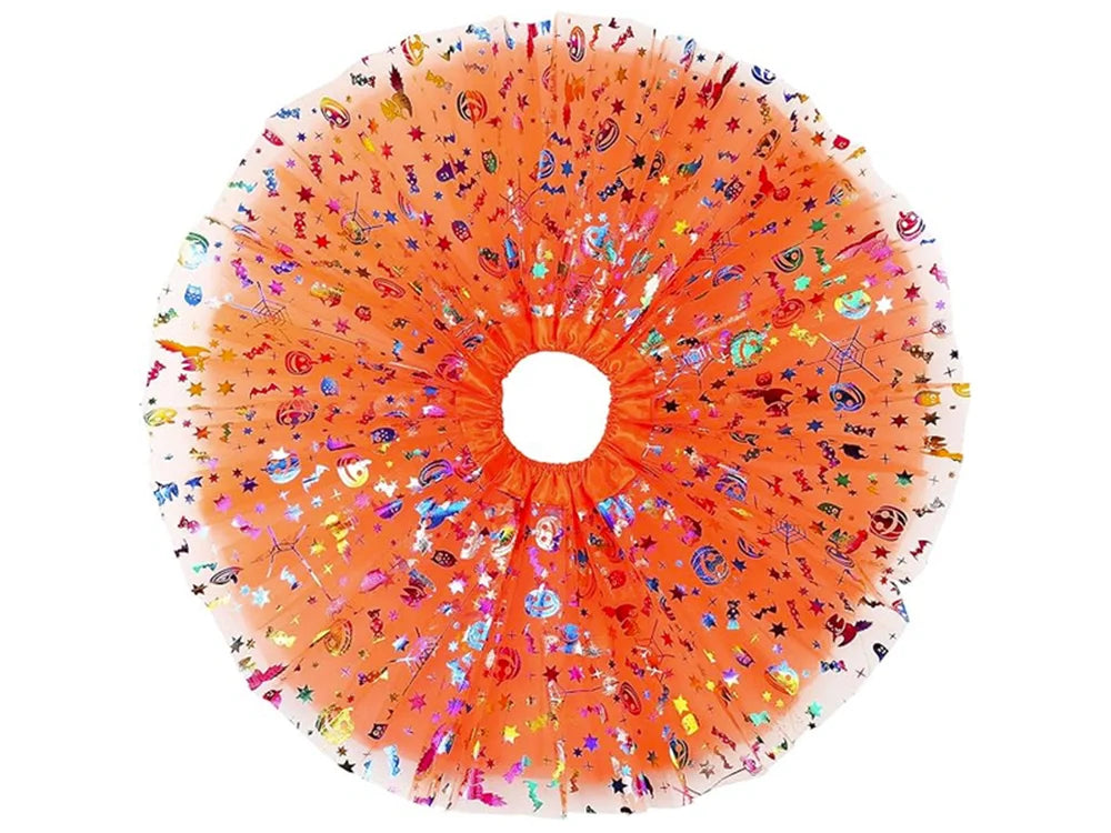 Halloween Kostüm Mädchen 🎃 Tutu Rock mit Kürbis Stirnband Schleife Glitzer 👻