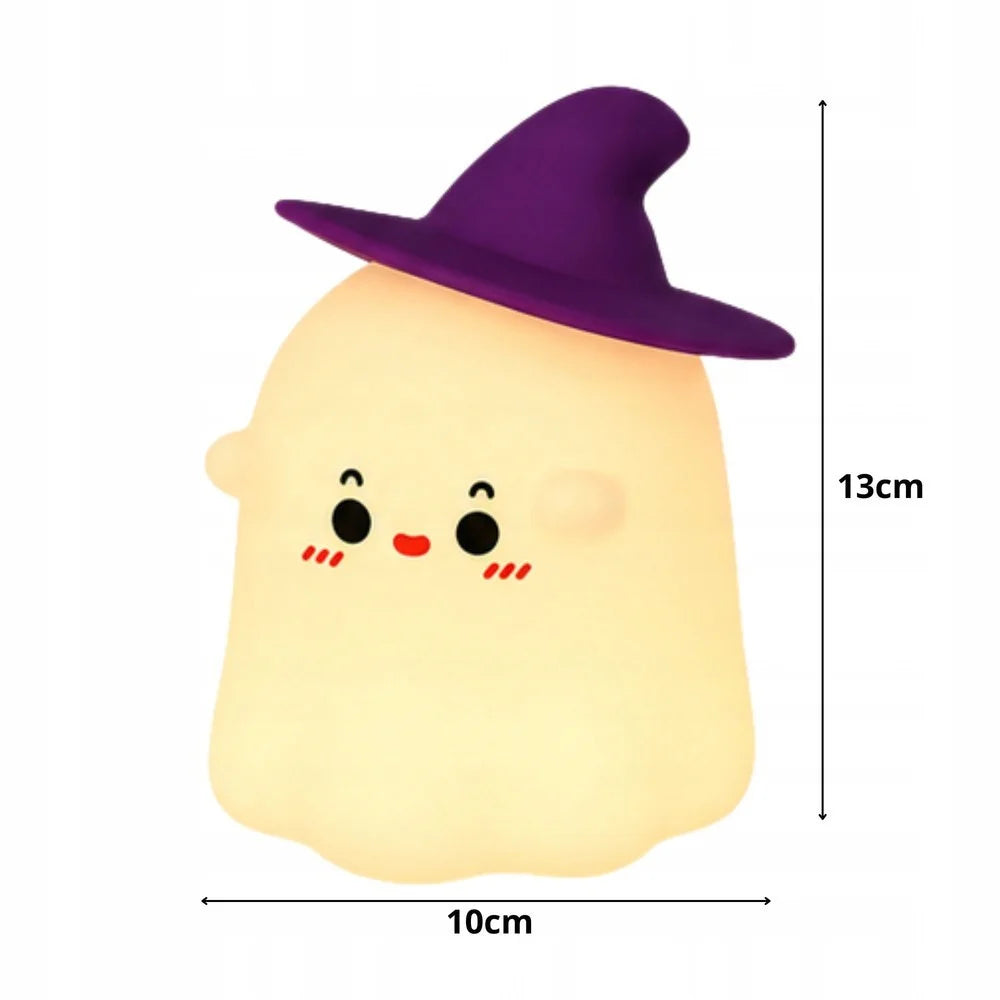 Halloween Nachtlicht Geist LED RGB Akku USB-C Timer Touch Silikon Deko