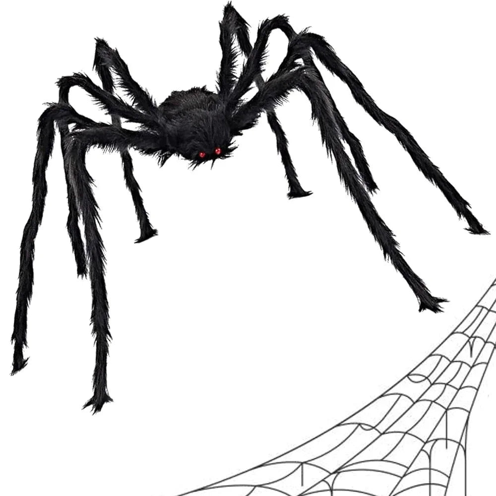 Halloween Spinne XXL 50cm Schwarz Haarig Bewegliche Beine Gruseldeko Horror Deko