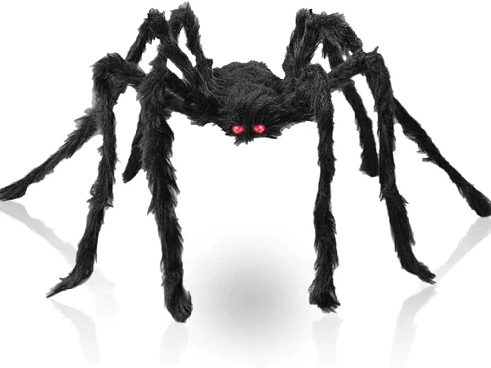 Halloween Spinne XXL 50cm Schwarz Haarig Bewegliche Beine Gruseldeko Horror Deko