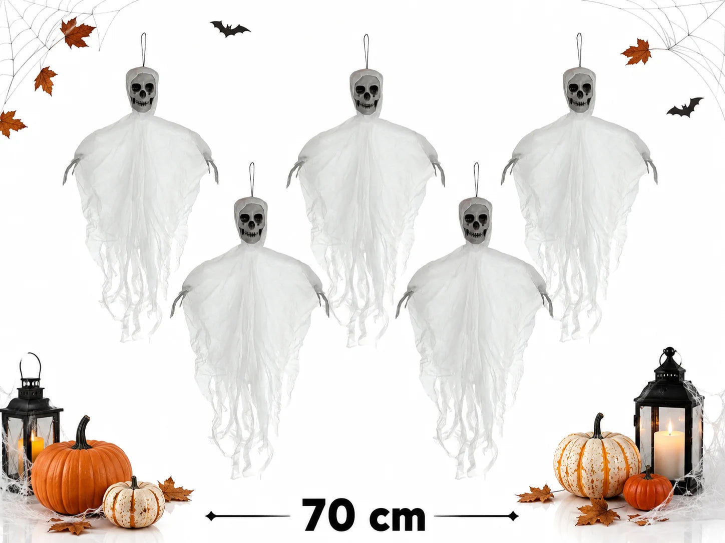 Halloween Skelett Deko 70cm Hängend Geist Totenkopf Gruseldeko Horror Party