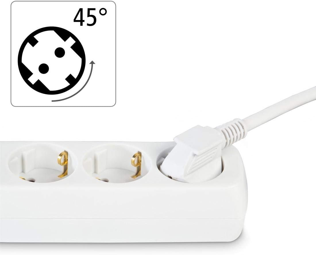Hama Steckdosenleiste 3fach Mehrfachstecker Steckerleiste 1,4m Schuko 45° Weiß