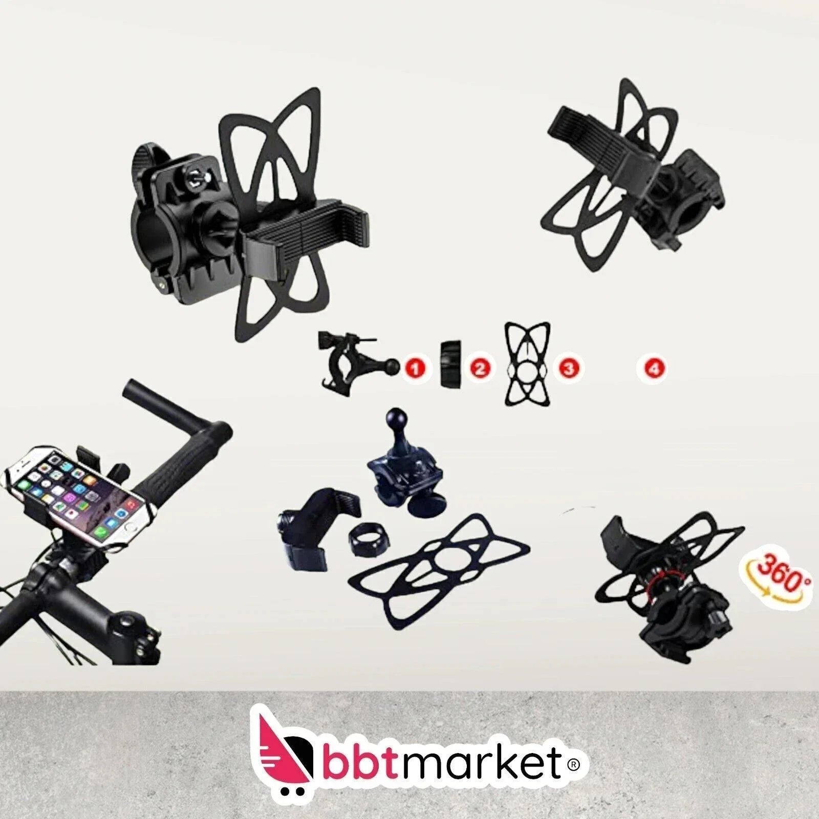 Mobile phone holder bicycle silicone universal handlebar cell phone mount holder PhoneHold