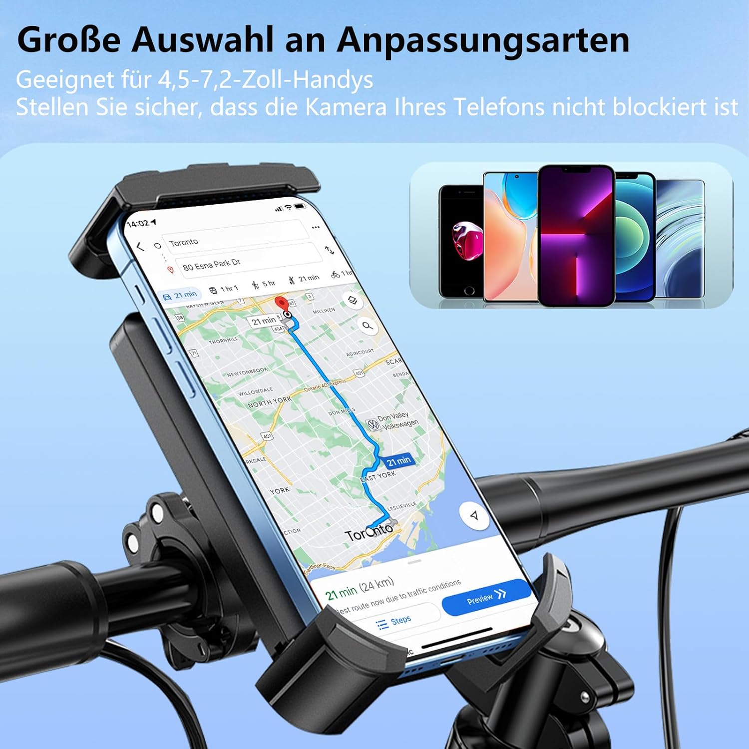 Handyhalterung Fahrrad Universal Lenker Handy Smartphone Halterung Halter 360