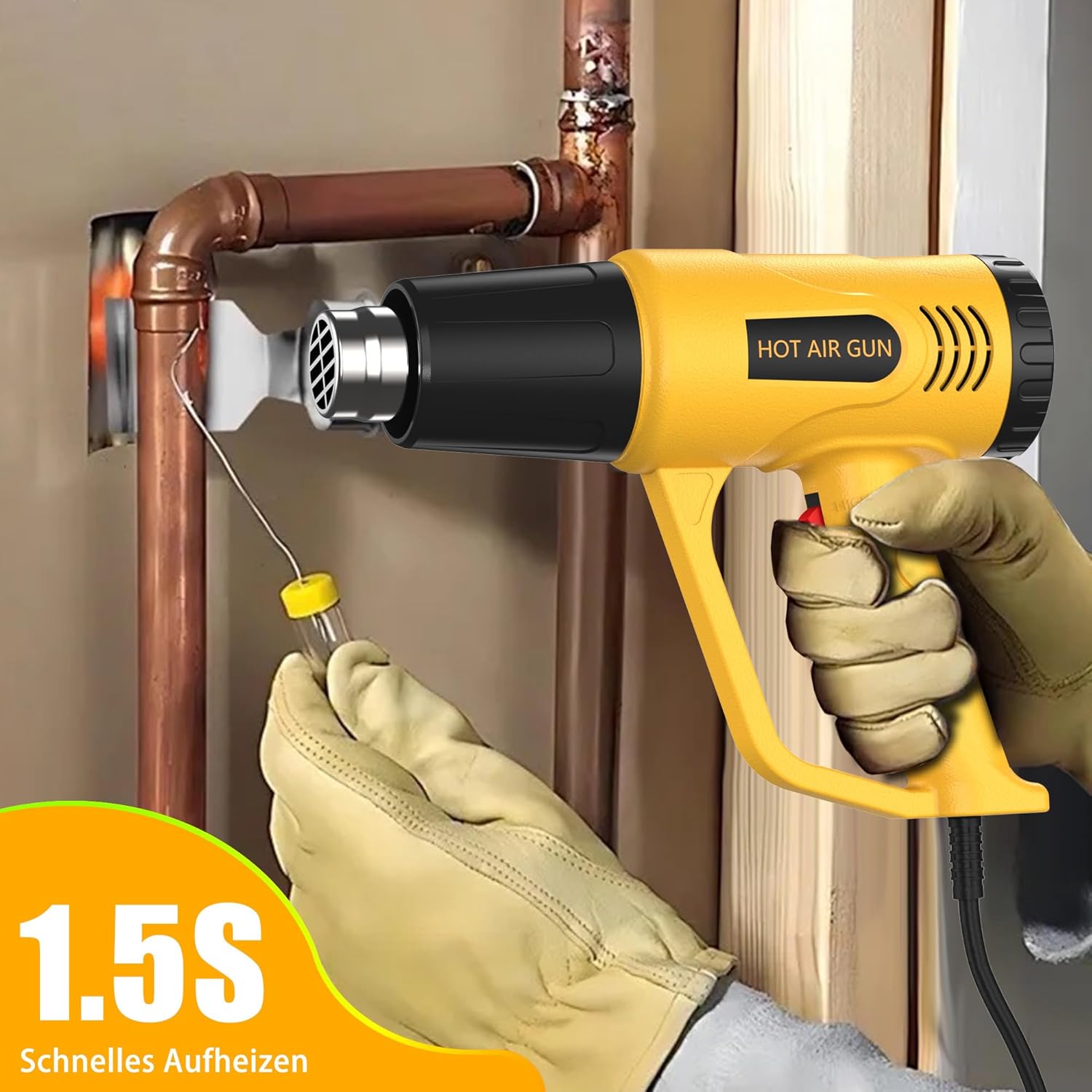 Heißluftpistole 1300W mit Düsen – Einstellbare Temperatur für Vinyl, Schrumpfschlauch & Epoxid