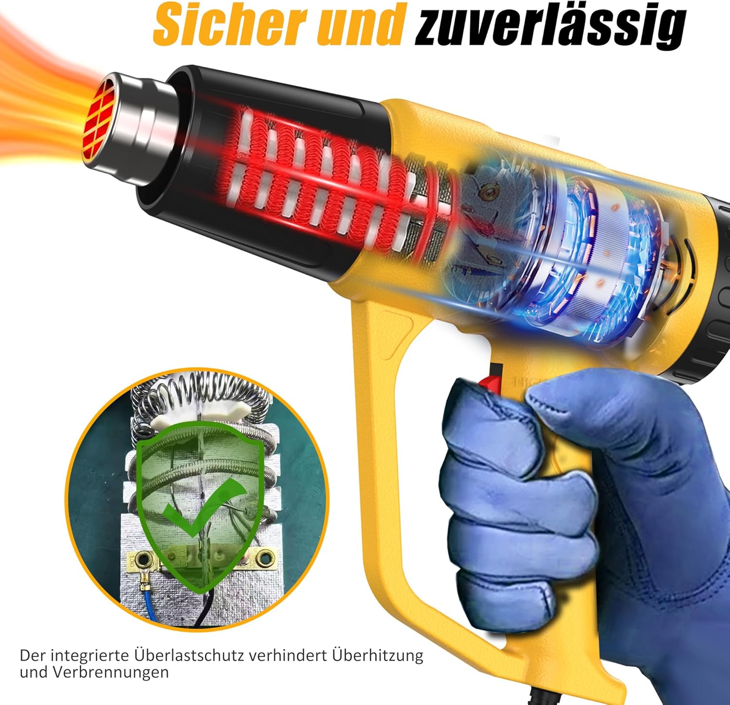 Heißluftpistole 1300W mit Düsen – Einstellbare Temperatur für Vinyl, Schrumpfschlauch & Epoxid