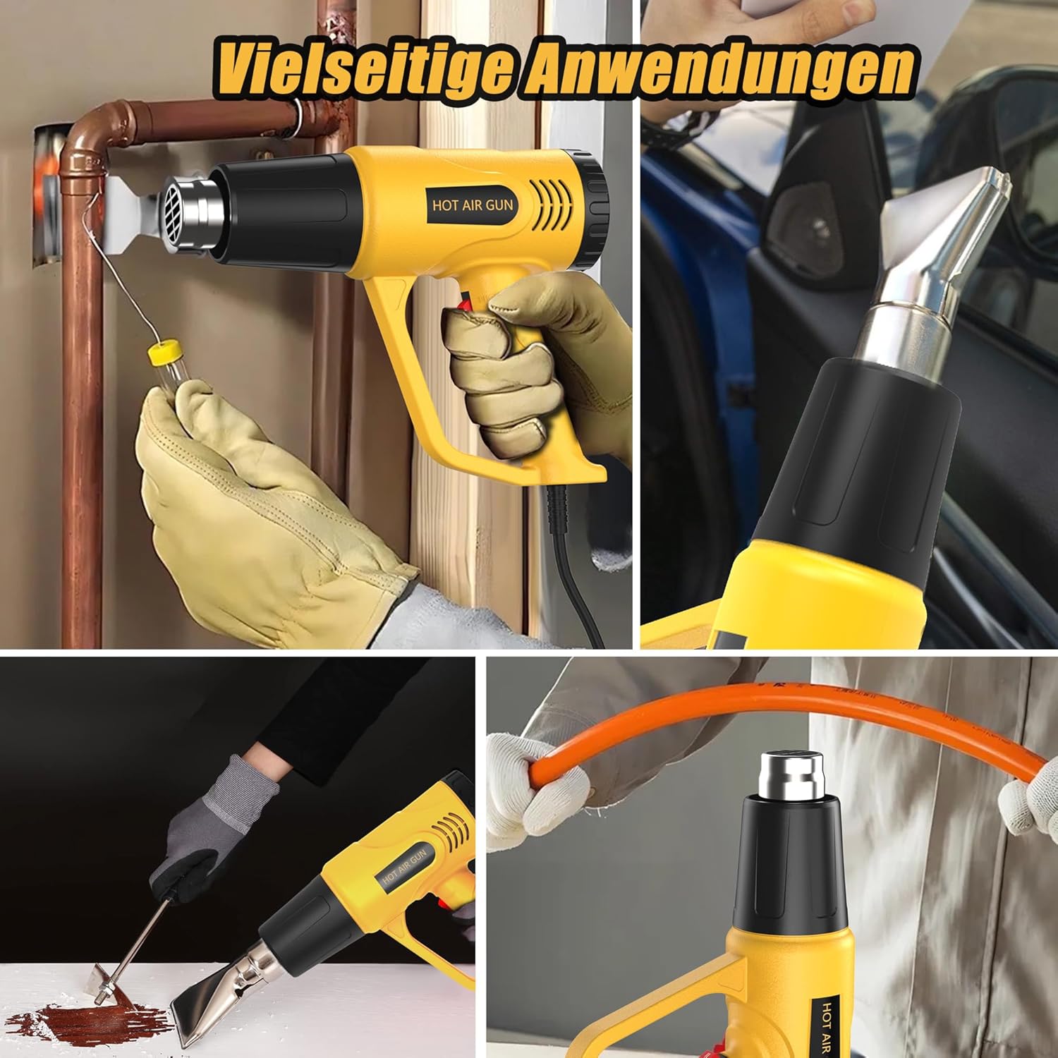 Heißluftpistole 1300W mit Düsen – Einstellbare Temperatur für Vinyl, Schrumpfschlauch & Epoxid