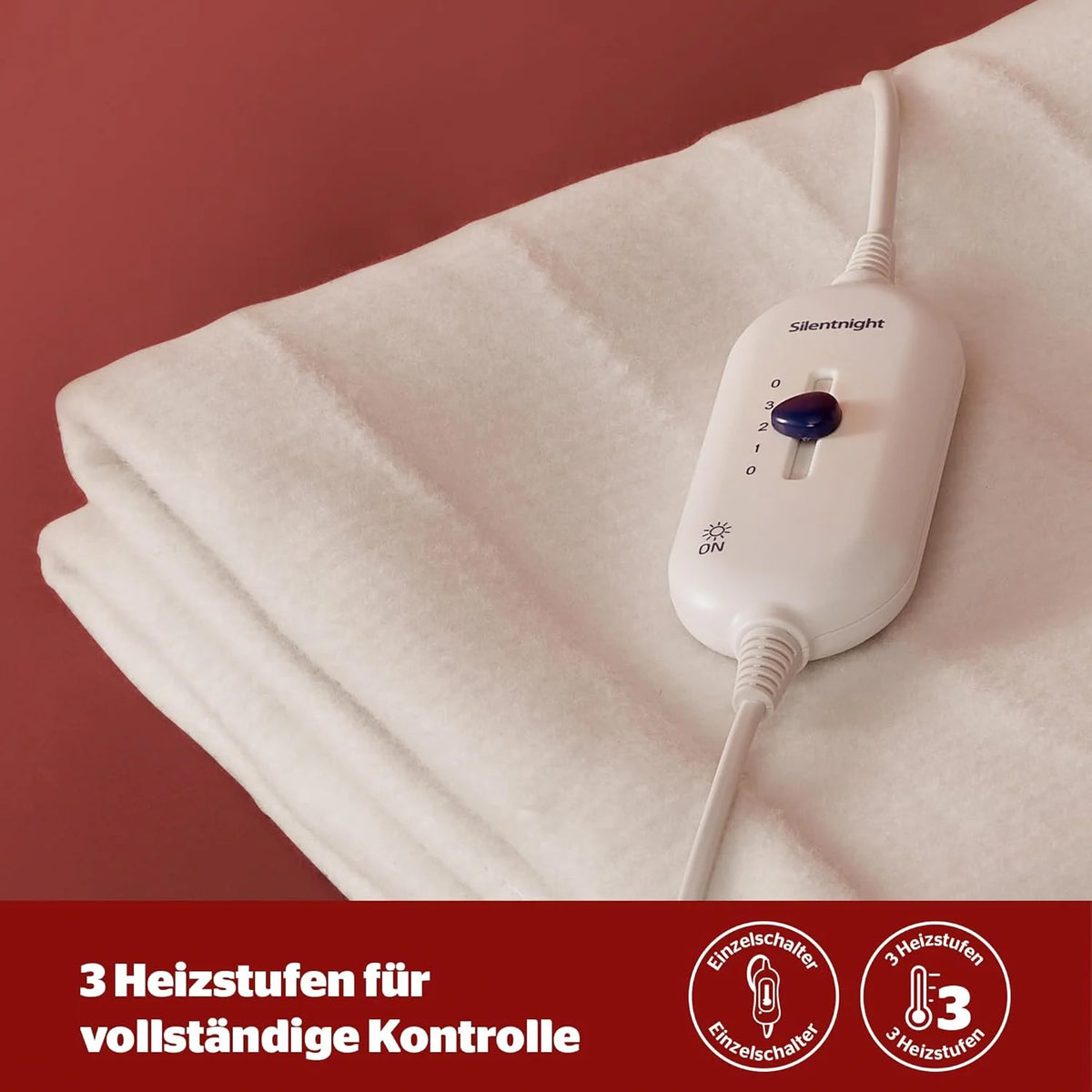 Electric blanket 150x80cm with 3 heating levels, heating blanket, heating bed, heating mat, blanket