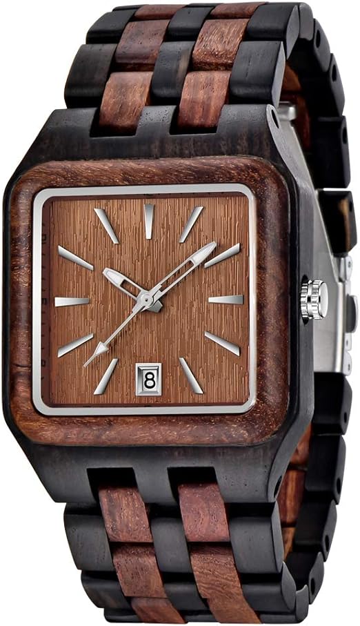 Herren Armbanduhr, aus Holz, Chronograph, Holzuhr Datumsanzeige Leicht Uhr