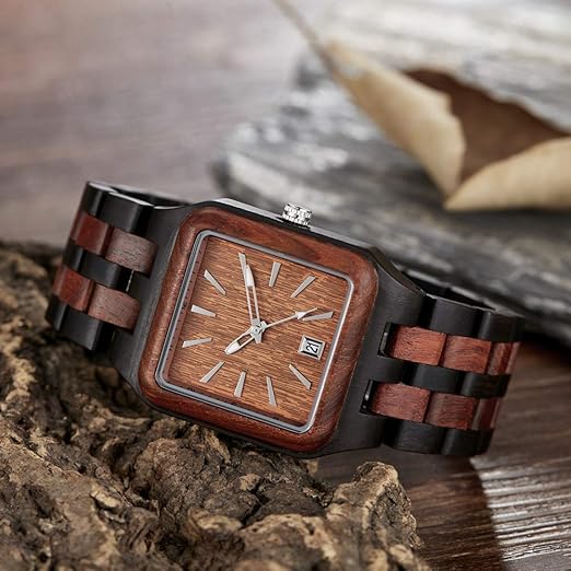 Herren Armbanduhr, aus Holz, Chronograph, Holzuhr Datumsanzeige Leicht Uhr