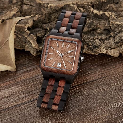 Herren Armbanduhr, aus Holz, Chronograph, Holzuhr Datumsanzeige Leicht Uhr